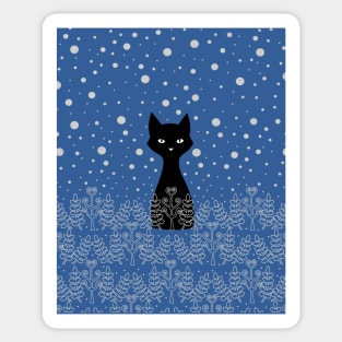 Black Snow Cat Sticker